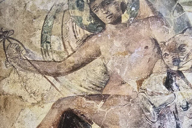 One of the painted plasters