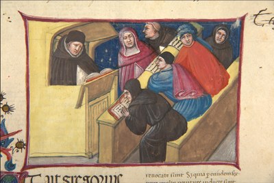 Miniatura studium di Bologna, Biblioteca Universitaria di Bologna, Ms. 227