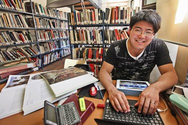 Studying in the library