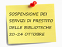 Sospensione servizi prestito biblioteche