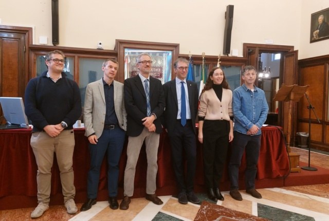 Michele Moresco, Franco Vazza, Marco Garavelli, il Rettore Giovanni Molari, Vanessa Grotti, Marc Brightman