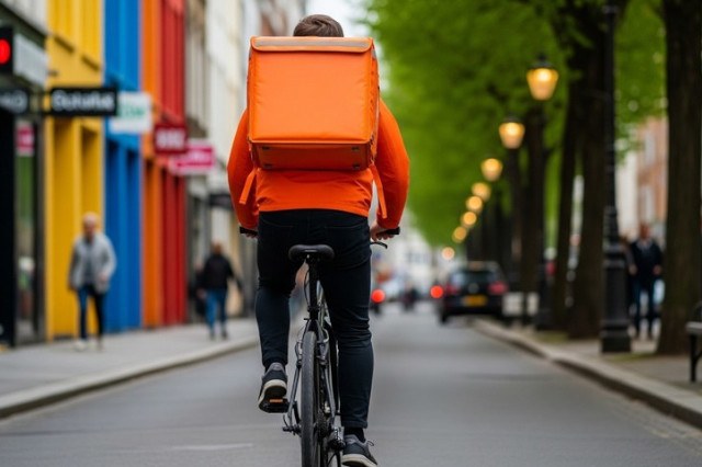 Un rider durante una consegna