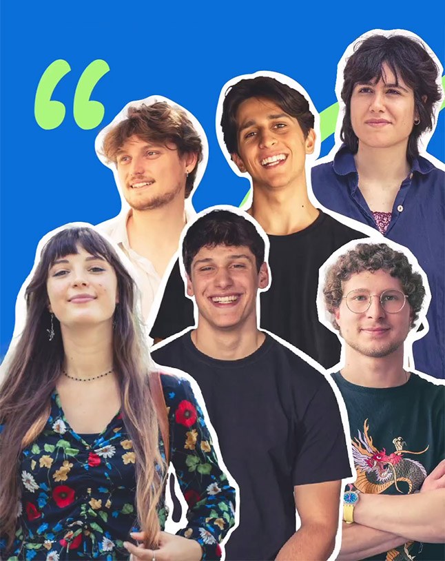Foto degli studenti e delle studentesse testimonial di unibo