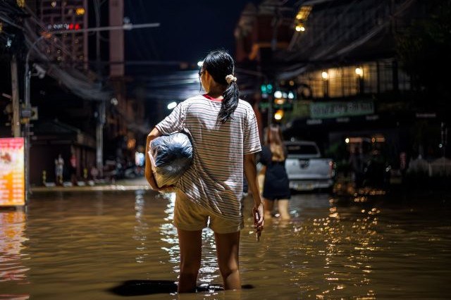 città colpita da alluvione